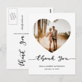 Elegante Dank U Script Hart Foto Briefkaart (Voorkant / Achterkant)