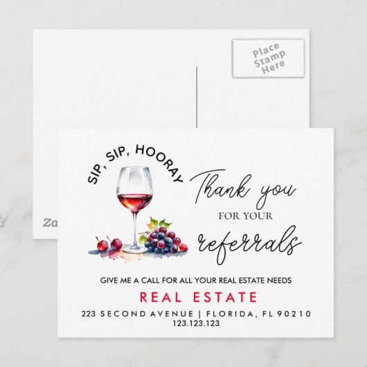 Elegante dank u Sip Hoera verwijzingen Aankondigingskaart (Voorkant / Achterkant)