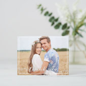 Elegante dank u typografie bruiloft foto briefkaart (Staand voorkant)