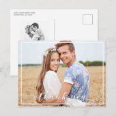 Elegante dank u typografie bruiloft foto briefkaart (Voorkant / Achterkant)