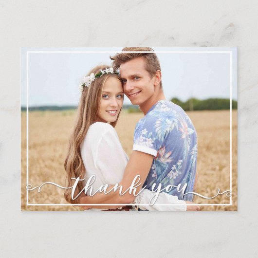 Elegante dank u typografie bruiloft foto briefkaart (Voorkant)