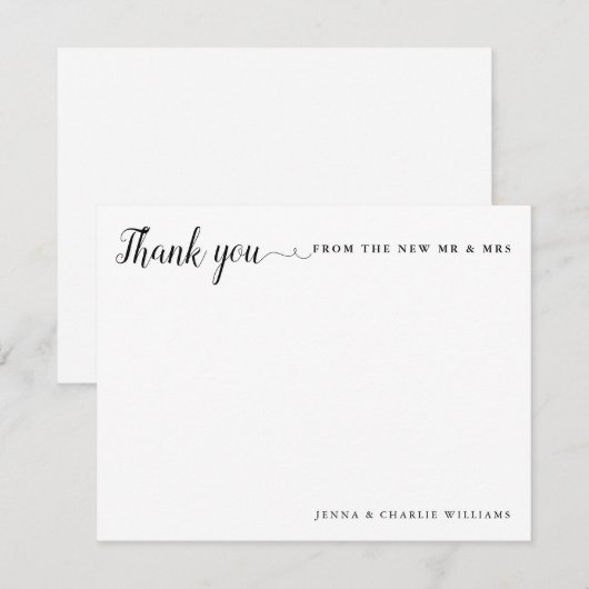 Elegante dank u van de nieuwe heer en mevrouw brui notitiekaartje (Voorkant / Achterkant)