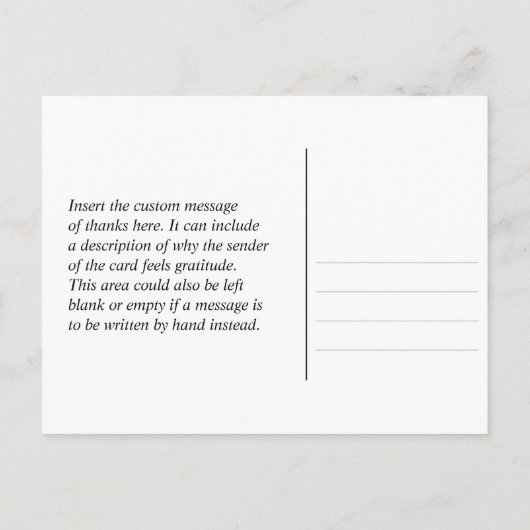 Elegante "DANK U VOOR UW VRIENDELJKHEID" Ansichtka Briefkaart (Achterkant)