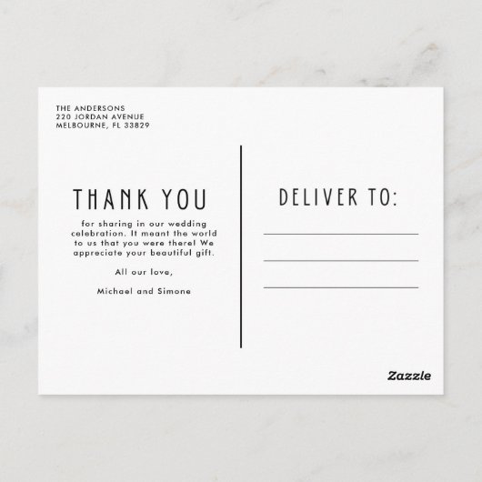 Elegante dankbaarheid minimalistische bruiloft dan briefkaart (Achterkant)