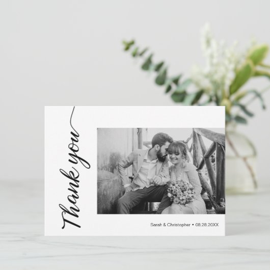 Elegante Dankbaarheid: Moderne Huwelijk Dank u Kaa Bedankkaart (Staand voorkant)