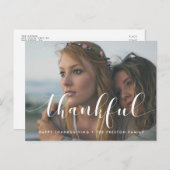 Elegante Dankbare Thanksgiving gezinsfoto Briefkaart (Voorkant / Achterkant)