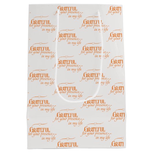 Elegante Dankbare Thanksgiving Herfst Pompoen Sina Medium Cadeauzakje (Achterkant)