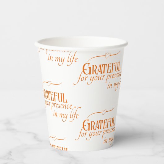 Elegante, dankbare Thanksgiving herfsttypografie Papieren Bekers (Voorkant)