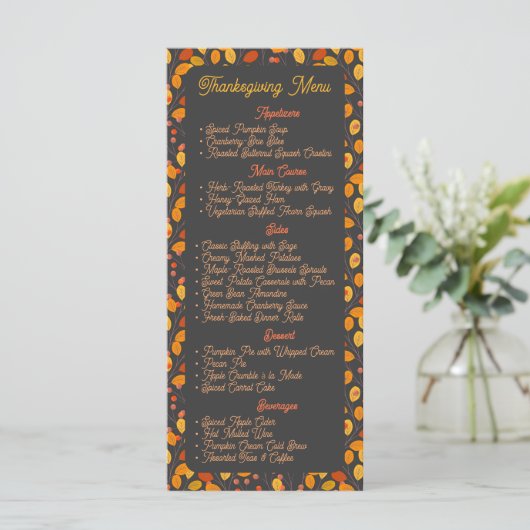Elegante Dankdagmenu Menu (Staand voorkant)