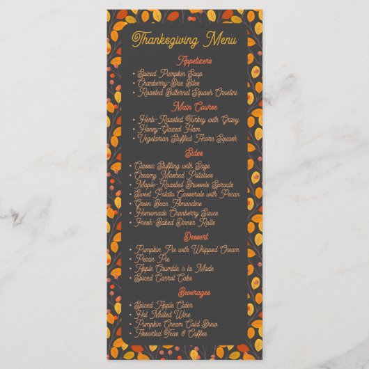 Elegante Dankdagmenu Menu (Voorkant)