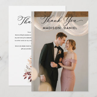 Elegante Dankjewel Bruiloftsfoto MET DANKJEWELBRIE Bedankkaart
