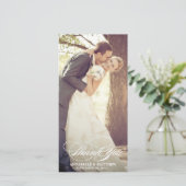 Elegante Dankjewel Script Bruiloft Overlay Bedankkaart (Staand voorkant)