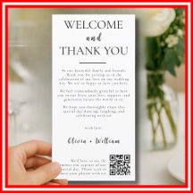 Elegante Dankjewel Welkom & Bedankt QR-plaatskaart