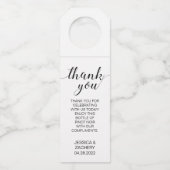 Elegante Dankjewel zwart-wit bruiloft Flessenhanger (Voorkant)