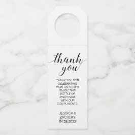 Elegante Dankjewel zwart-wit bruiloft Flessenhanger