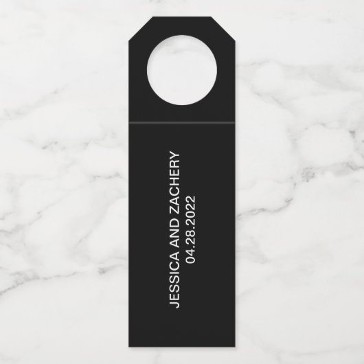 Elegante Dankjewel zwart-wit bruiloft Flessenhanger (Achterkant)