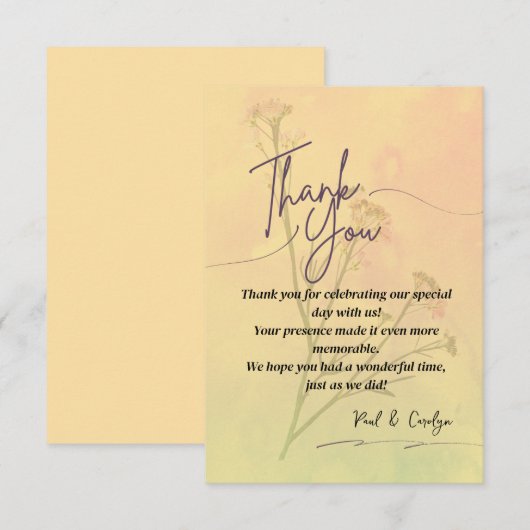 Elegante Dankkaart Bedankkaart (Voorkant / Achterkant)