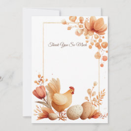Elegante Dankkaart met Bloemenkader Bedankkaart