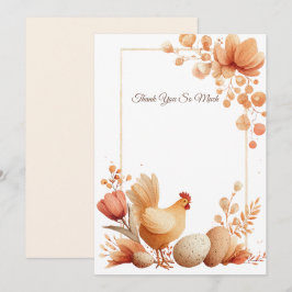 Elegante Dankkaart met Bloemenkader Bedankkaart