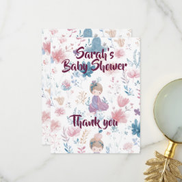 Elegante Dankkaart voor Baby Meisje Shower Flat Bedankkaart