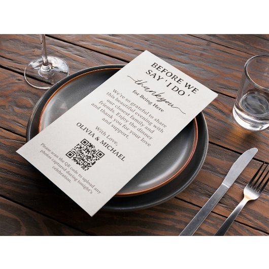 Elegante Dankkaart voor Dinner na de Proefbruiloft Bedankkaart