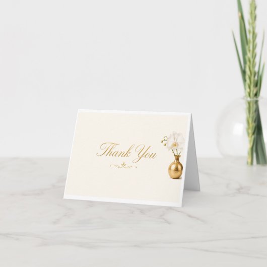 Elegante Dankkaart | Witte Orchidee Luxe Notitiekaartje (Voorkant)