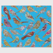 Elegante dansende vogels op blauw hemelpatroon gla cadeaupapier (Vlak)