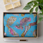 Elegante dansende vogels op blauw hemelpatroon tissuepapier (Geschenk)