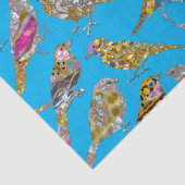 Elegante dansende vogels op blauw hemelpatroon tissuepapier (Detail)