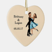 Elegante dansers: Blauwe zijden jurk (gepersonalis Keramisch Ornament (Rechts)