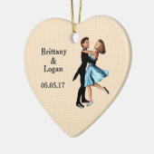 Elegante dansers: Blauwe zijden jurk (gepersonalis Keramisch Ornament (Links)