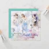 Elegante Dansers Magische Verjaardag Pastel kleure Kaart (Voorkant / Achterkant in situ)