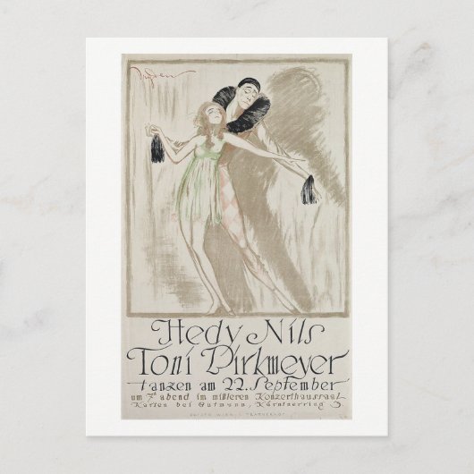 Elegante dansers, reclame, briefkaart (Voorkant)
