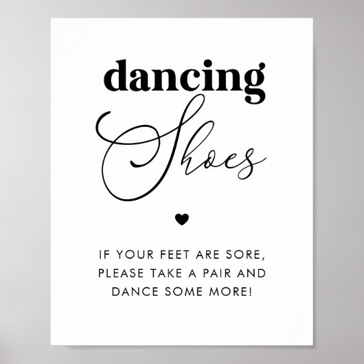 Elegante Dansschoenen Hart Bruiloft Favor Sign Poster (Voorkant)