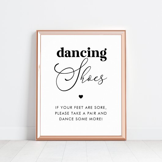 Elegante Dansschoenen Hart Bruiloft Favor Sign Poster