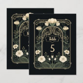 Elegante Dark Art Nouveau Bloementafel Nummer Teke Notitiekaartje (Voorkant / Achterkant)
