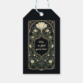 Elegante Dark Art Nouveau Floral huwelijkscadeau L Cadeaulabel
