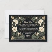 Elegante Dark Art Nouveau Floral Wedding Bedankt (Voorkant)