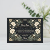 Elegante Dark Art Nouveau Floral Wedding Bedankt (Staand voorkant)