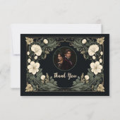 Elegante Dark Art Nouveau Floral Wedding Bedankt (Achterkant)