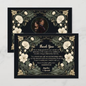 Elegante Dark Art Nouveau Floral Wedding Bedankt (Voorkant / Achterkant)