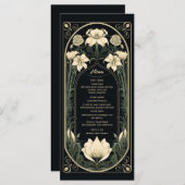 Elegante Dark Art Nouveau Floral Wedding Menu Kaar (Voorkant / Achterkant)