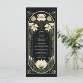 Elegante Dark Art Nouveau Floral Wedding Menu Kaar (Staand voorkant)