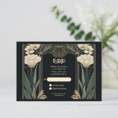 Elegante Dark Art Nouveau RSVP-kaart RSVP Kaartje (Staand voorkant)