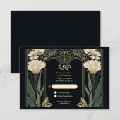 Elegante Dark Art Nouveau RSVP-kaart RSVP Kaartje (Voorkant / Achterkant)