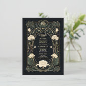 Elegante Dark Art Nouveau Wedding Details Kaart (Staand voorkant)