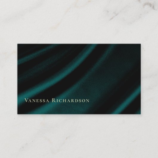Elegante Dark Blauwgroen Satin Professionele Socia Visitekaartje (Voorkant)