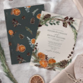 Elegante Dark Boho Citrus Greenery Winter Wedding Kaart
