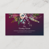 Elegante Dark Bourgondië Bloemen bruiloft website Informatiekaartje (Voorkant)