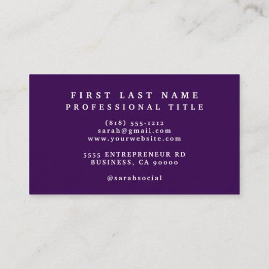 Elegante Dark Deep Purple Flowers Visitekaartjes (Achterkant)